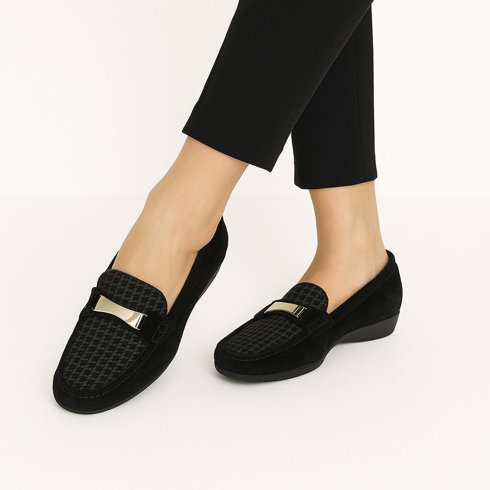 Mephisto Black Gold Cool-Air Comfort Loafers Women’s Size 6.5 Luxe Leather